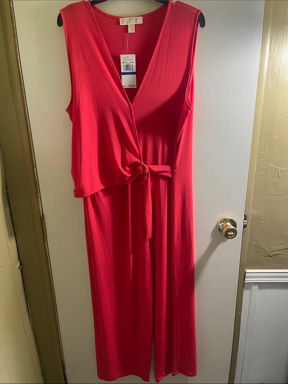 Michael Kors Coral Red Wide Leg Jumpsuit
